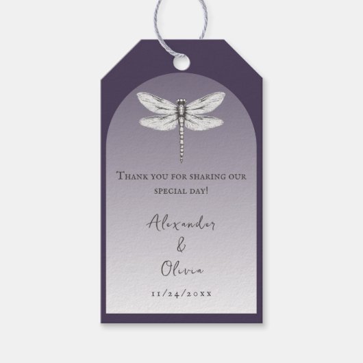 ダークパープルトンフライ結婚式の引き出物 ギフトタグ (正面)