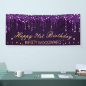 ダークパープルドリップグリッター誕生日 横断幕 (トレードショー)