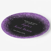 ダークパープルドレスフェイクグリッタースウィート16誕生日 ペーパープレート (アングル)