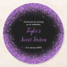 ダークパープルドレスフェイクグリッタースウィート16誕生日