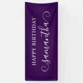 ダークパープルハッピーバースデーかわいいカール名 横断幕 (縦)
