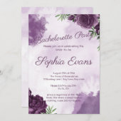 ダークパープルバラフローラゴシックバチェロレッテ 招待状 (正面/裏面)