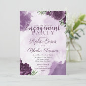 ダークパープルバラフローラゴシック婚約パーティ 招待状 (スタンド正面)