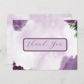 ダークパープルバラフローラ結婚ゴシック サンキューカード (正面/裏面)