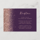 ダークパープルバラ金ゴールドグリッターウェディングレセプション エンクロージャーカード (正面)