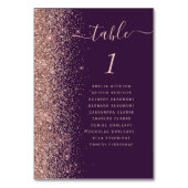 ダークパープルバラ金ゴールド結婚グリッター テーブルナンバー (裏面)