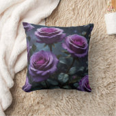ダークパープルバラ クッション (ブランケット)