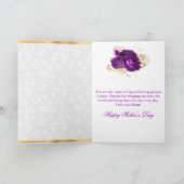 ダークパープルバラ&金ゴールドグリッターマザーズデー カード (内部)