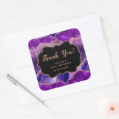 ダークパープルピンクシークインズアゲイト誕生日サンキューサンキュー スクエアシール (封筒)