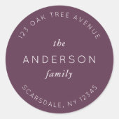 ダークパープルファミリー名差出人住所 モダン ラウンドシール (正面)