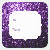 ダークパープルフェイクグリッターからギフトラベル スクエアシール (正面)