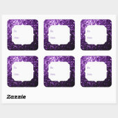 ダークパープルフェイクグリッターからギフトラベル スクエアシール (シート)