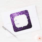 ダークパープルフェイクグリッターからギフトラベル スクエアシール (封筒)