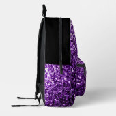 ダークパープルフェイクグリッターのキラキラとブラック プリントバックパック (左)