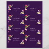 ダークパープルフローラエレガントウェディングネーム座席表 (正面)