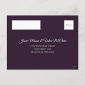 ダークパープルフローラエレガントウェディングマルーンマウヴ シーズンポストカード (裏面)