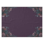 ダークパープルフローラエレガントウェディングマルーンマウヴ テーブルクロス (正面(横))
