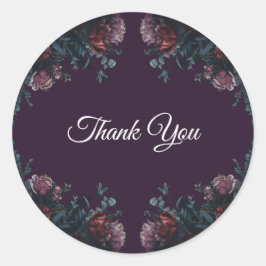 ダークパープルフローラエレガントウェディングマルーンマウヴ ラウンドシール