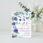 ダークパープルフローラボタニカル100thバースデーパーティー ポストカード (スタンド正面)