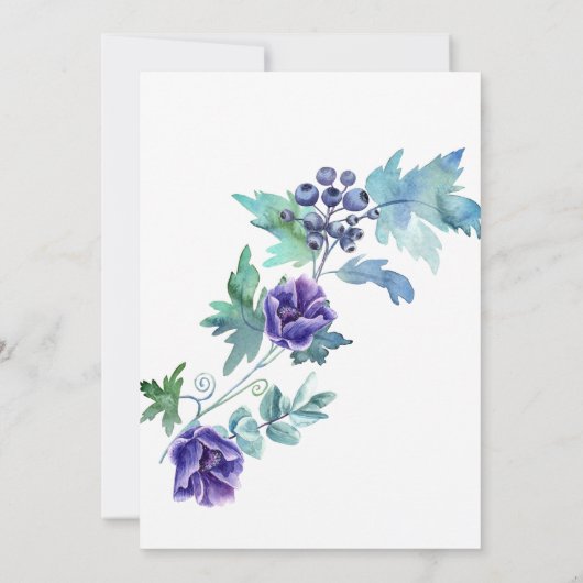 ダークパープルフローラボタニカル100thバースデーパーティー 招待状 (裏面)