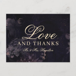 ダークパープルフローラボホ結婚ゴシックの感謝 ポストカード