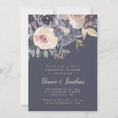 ダークパープルフローラ水色リハーサルディナー 招待状 (正面)