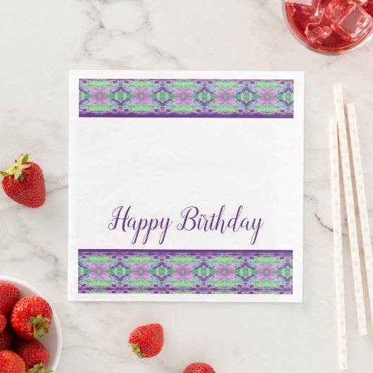 ダークパープルフローラ紙ディナーナプキン (インサイチュ)