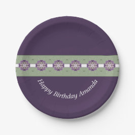 ダークパープルフローラ紙プレート ペーパープレート