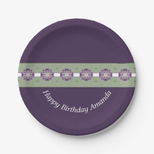 ダークパープルフローラ紙プレート ペーパープレート (正面)