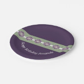 ダークパープルフローラ紙プレート ペーパープレート (アングル)