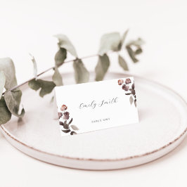 ダークパープルフローラ結婚折り畳み座席表 プレイスカード