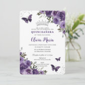 ダークパープルフローラ蝶シルバーキンチェニェラ 招待状 (スタンド正面)