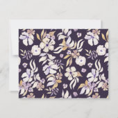 ダークパープルフローラ金ゴールドモノグラムノートカード サンキューカード (裏面)