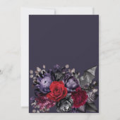 ダークパープルフローラ&シルバーくもの巣ブライダルルンチョン 招待状 (裏面)