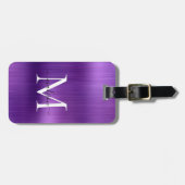 ダークパープルブラシ仕上げメタルスクリプトモノグラムグラムGlam ラゲッジタグ (正面横)