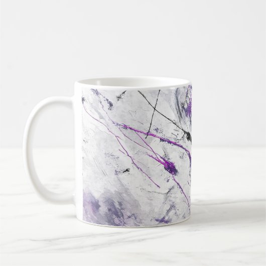 ダークパープルブラック抽象芸術マグ コーヒーマグカップ (左)