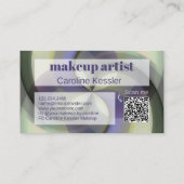 ダークパープルブラック淡い色のグリーン抽象芸術アートパターン 名刺 (裏面)