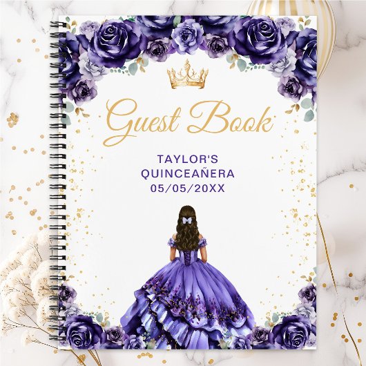 ダークパープルプリンセスキンセアニラゲストブック ノートブック