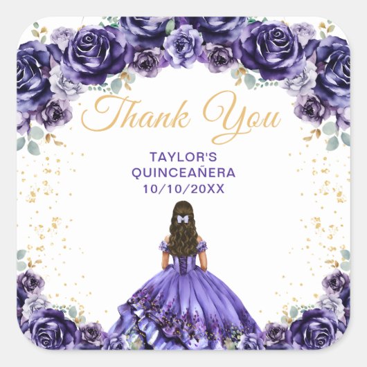 ダークパープルプリンセスクインセアニラありがとう スクエアシール (正面)