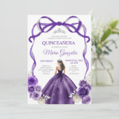 ダークパープルボウプリンセスシルバークラウンキンセアニラ 招待状 (スタンド正面)