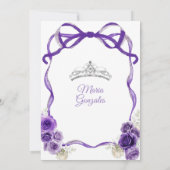 ダークパープルボウプリンセスシルバークラウンキンセアニラ 招待状 (裏面)