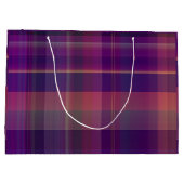 ダークパープルマドラスプレイドストライプパターン ラージペーパーバッグ (裏面)
