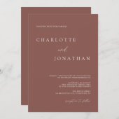 ダークパープルメイブロマンチック素朴ボヘ結婚ミアン 招待状 (正面/裏面)