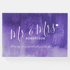 ダークパープルモダンアートカスタムウェディングゲストブック ゲストブック