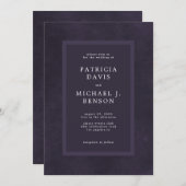 ダークパープルモダンタイポグラフィエレガントな結婚式 招待状 (正面/裏面)