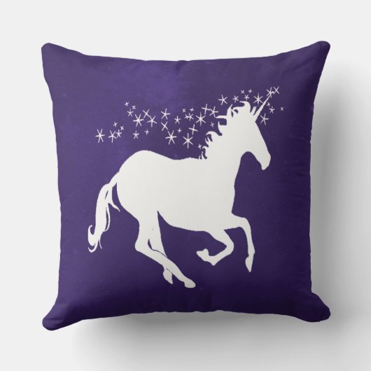 ダークパープルユニコーンパーソナライズされた装飾用クッション クッション (裏面)