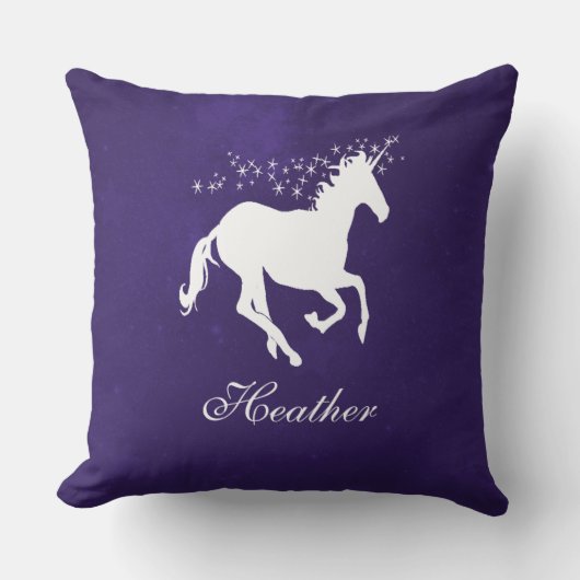 ダークパープルユニコーンパーソナライズされた装飾用クッション クッション (正面)