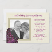 ダークパープルライラックフォト結婚記念日誓約 招待状 (正面)