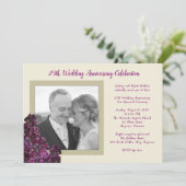 ダークパープルライラックフォト結婚記念日誓約 招待状 (スタンド正面)