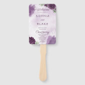 ダークパープルローズ フローラル ゴシック ウェディングプログラム ハンドファン (正面)